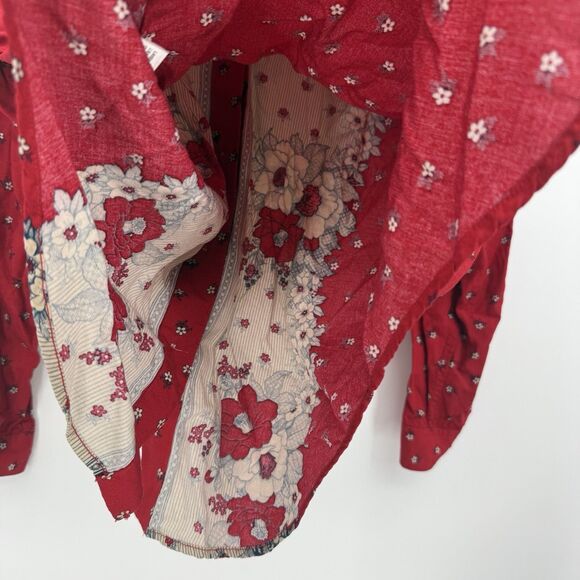 Liz Claiborne Vintage Rayon Floral Button Front Top Size Small Retro Boho - Picture 9 of 9